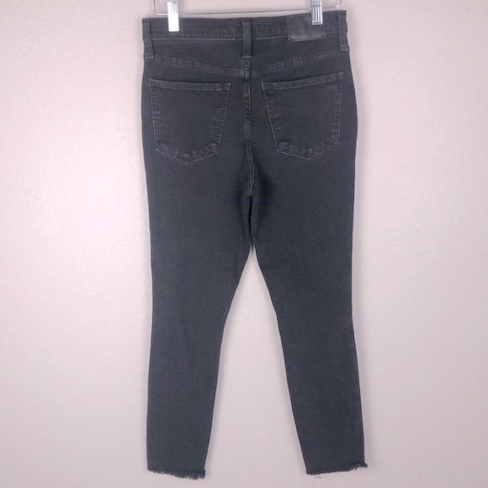 Madewell 10" High Rise Jeans Faded Black Exposed Button Fly Raw Hem Denim 26 - Picture 4 of 13